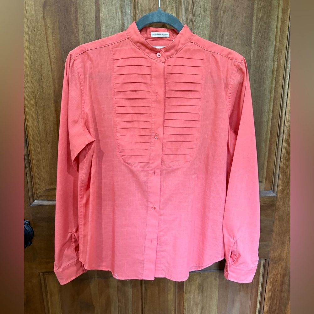 Peter Ashley Women's Coral Button-Up‎ Blouse